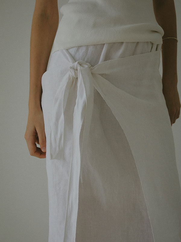 レイヤードラップリネンスカート(S WHITE): ボトムス │ ETRE