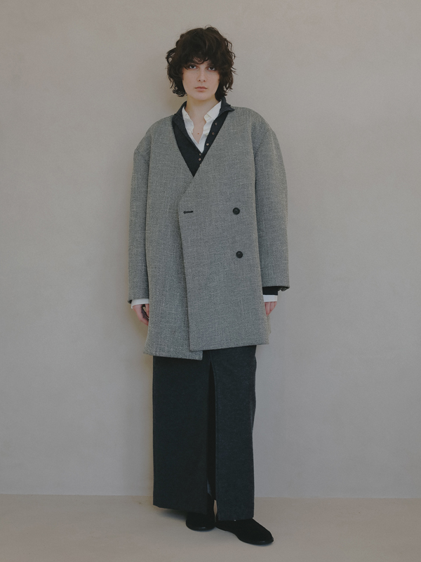 ノーカラーキルティングライナーボクシージャケット