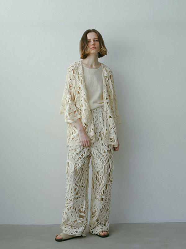 ブレードパターンノーカラーシャツ(F OFF WHITE): トップス ブレードパターンノーカラーシャツ(F OFF WHITE): トップス