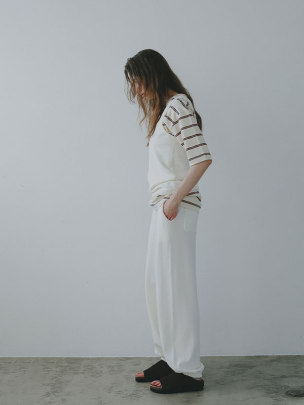 エトレトウキョウ25年新品⭐️ハイゲージバイカーニットパンツレイヤードレギンス ハイゲージバイカーニットパンツ（フルレングス）｜ETRÉ TOKYO（エトレ