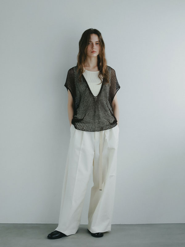 フィッシュネットスリーブレスニットプルオーバー(F WHITE