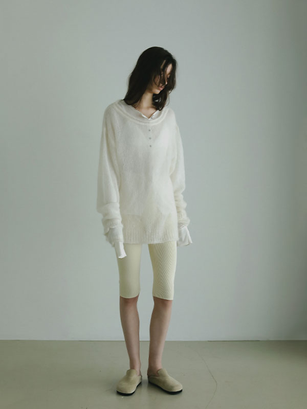 ホールガーメントニットバイカーパンツ(S IVORY): ボトムス