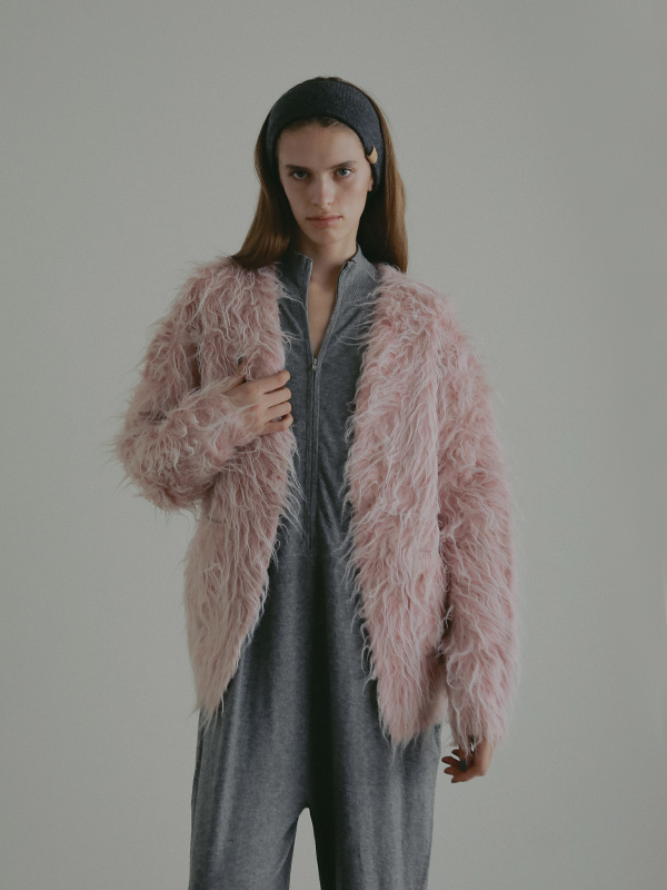 ダブルフェイスヘアリーニットカーディガン