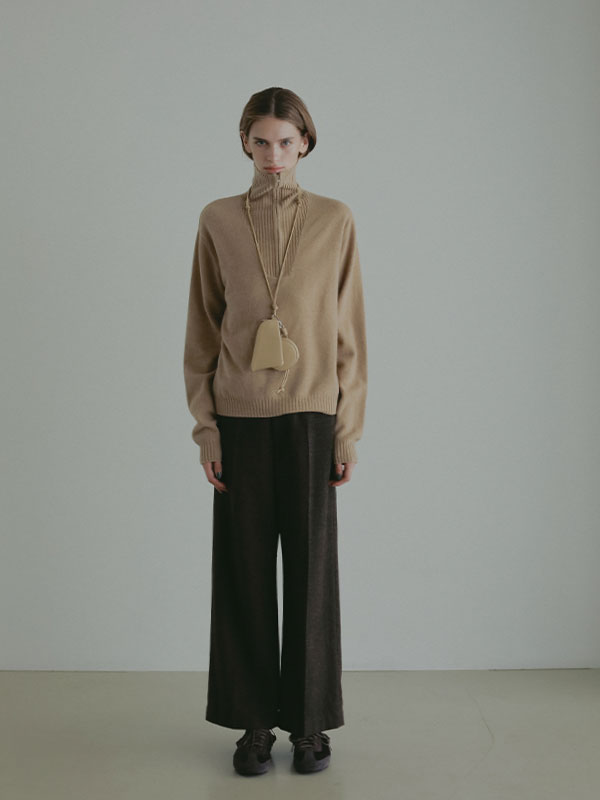 ハーフジップハイゲージニットプルオーバー