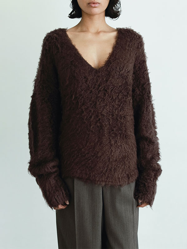 SANTEヘアリーシルクＶネックニットプルオーバー