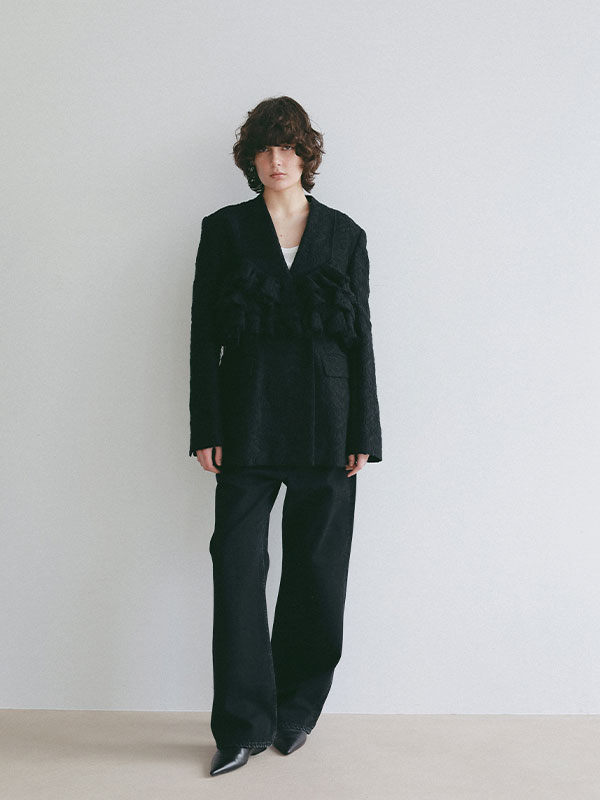 ジャガードノーカラージャケット