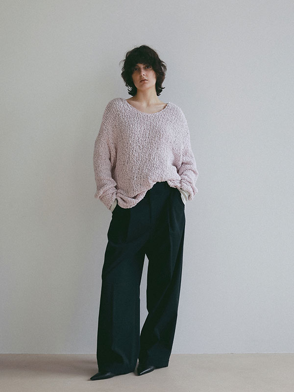 スラブヤーンローゲージニットプルオーバー