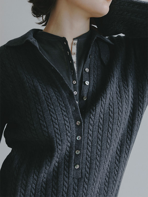 ウールフライスヘンリーネックプルオーバー(F IVORY): トップス