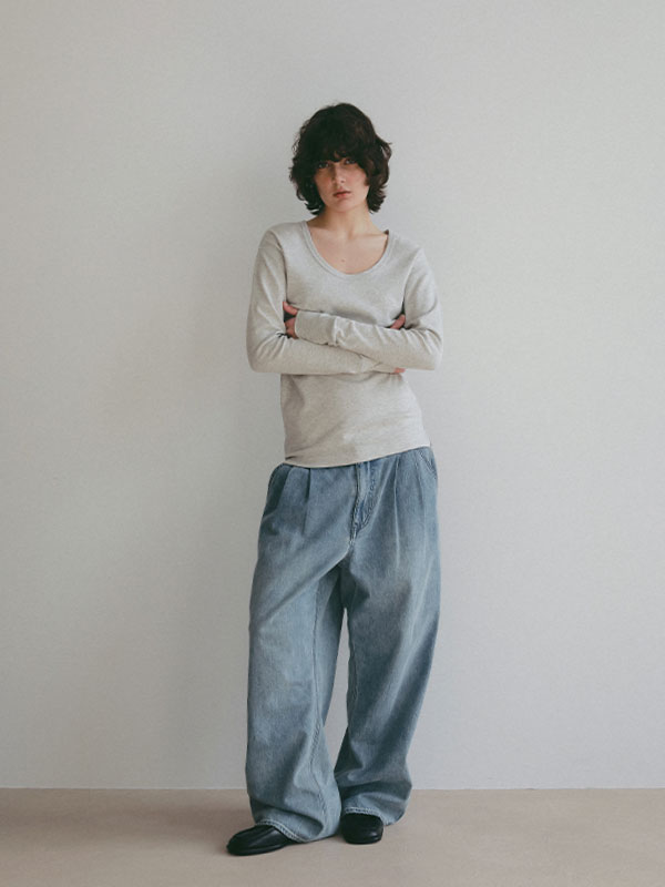 オーガニックコットンUネックロンTee