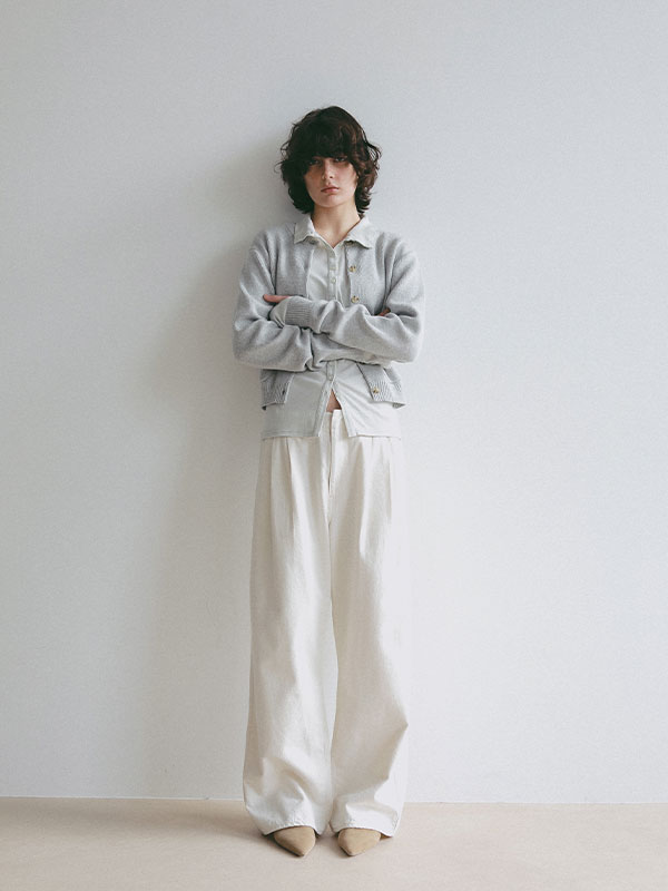 デニムタックワイドパンツ