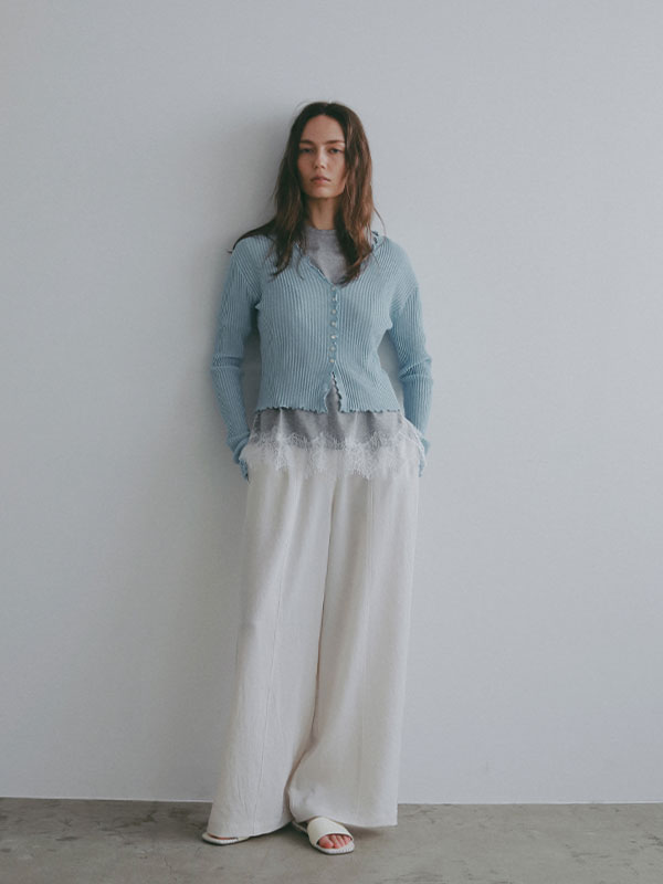 Vネックメローシアーカーディガン