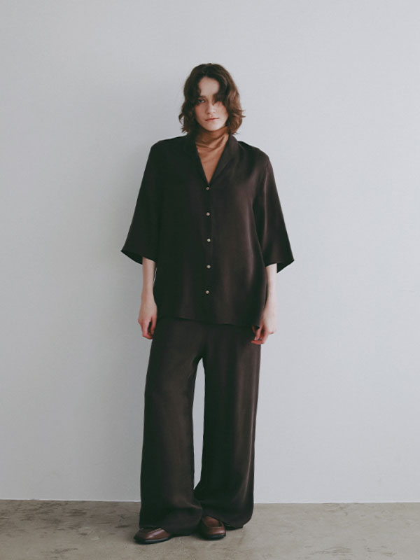 オープンネックキュプラシャツ