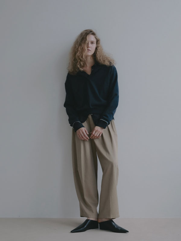 ヘンリーネックシアーニットプルオーバー