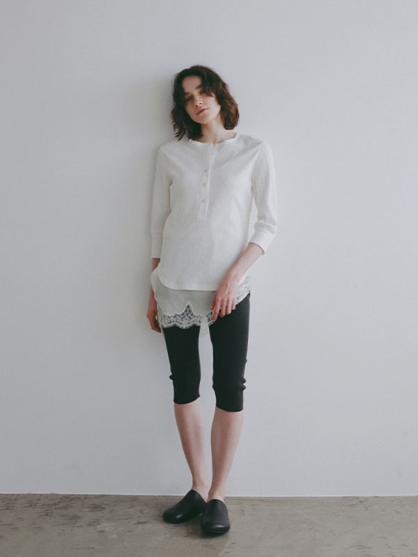 3/4スリーブヘンリーネックプルオーバー