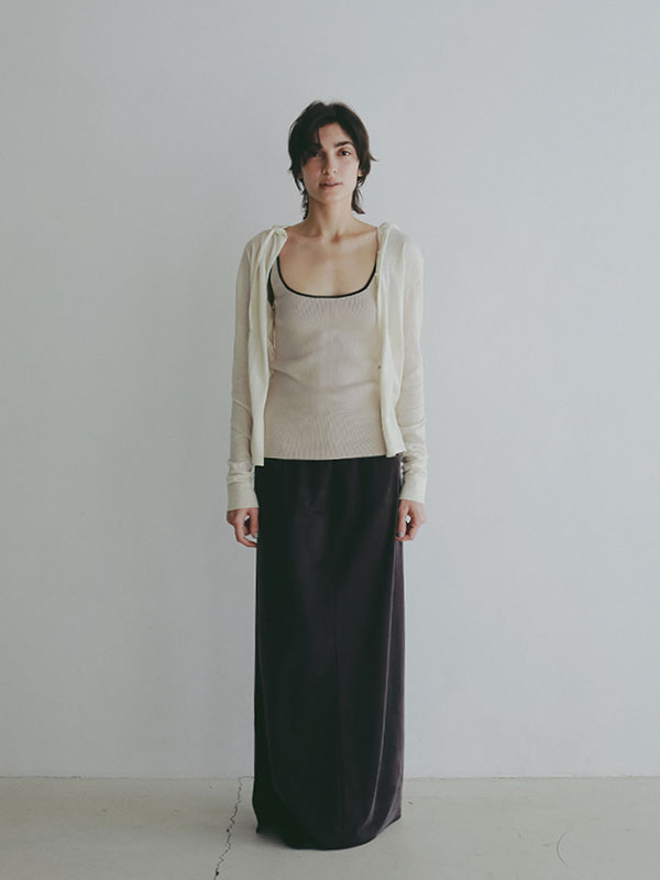 シアーニットフードカーディガン