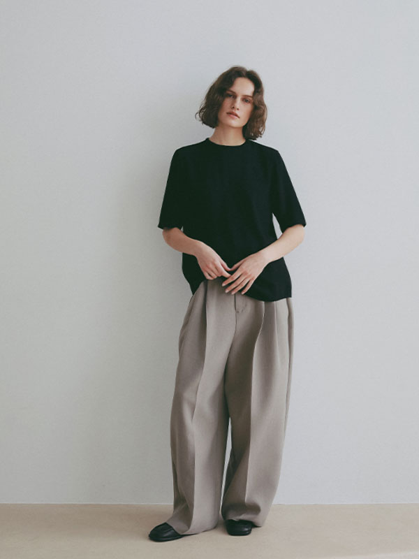 ダブルクロスハイウエストタックパンツ