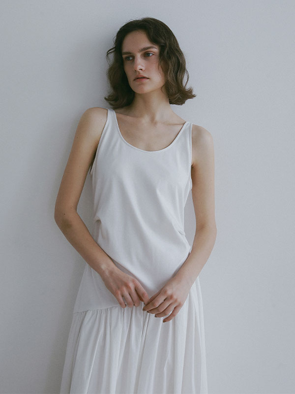 タンクトップコンビロングワンピース(S OFF WHITE): ワンピース