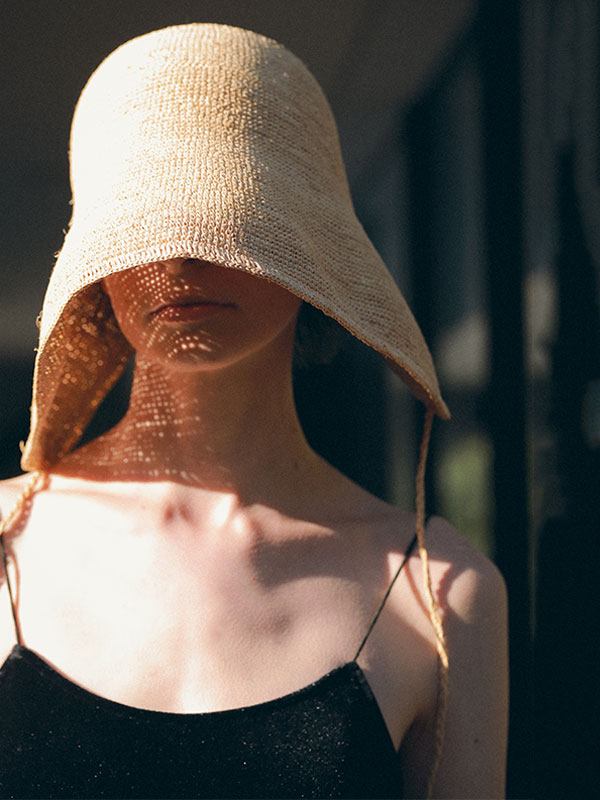 ラフィアボンネットハット