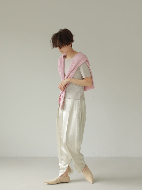 ETRE TOKYO ヘムファスナーサテンパンツ