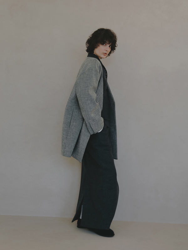 ノーカラーキルティングライナーボクシージャケット