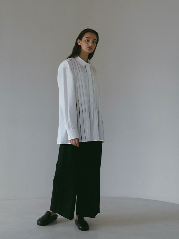 ハシゴレースソフトワッシャーシャツ(F WHITE): トップス