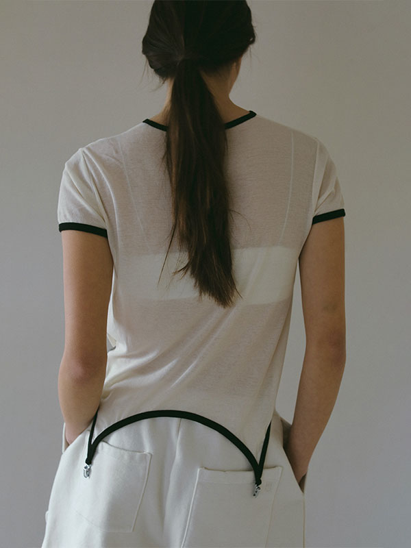 ガーターディテールリンガーTee(F IVORY): トップス │ ETRE