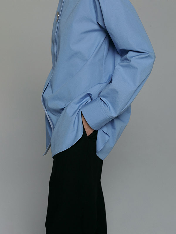 SANTEアクセサリーボタンノーカラーシャツ