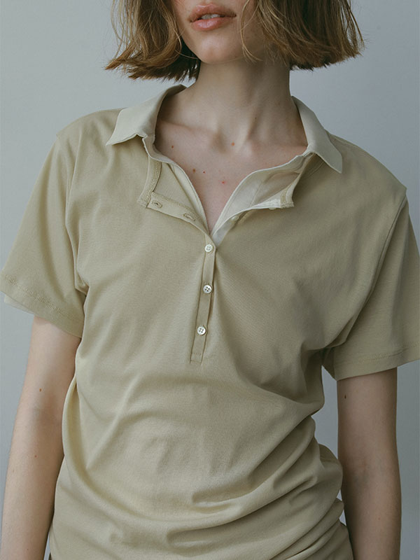 ヘンリーポロレイヤードセットプルオーバー(F BEIGE): トップス