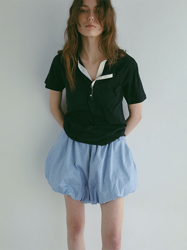 etre tokyo ストライプバルーンショートパンツ ストライプバルーンショートパンツ(S BLUE): ボトムス │ ETRE