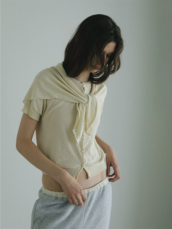 ハーフスリーブブークレニットカーディガン