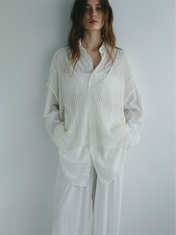 フィッシュネットスリーブレスニットプルオーバー