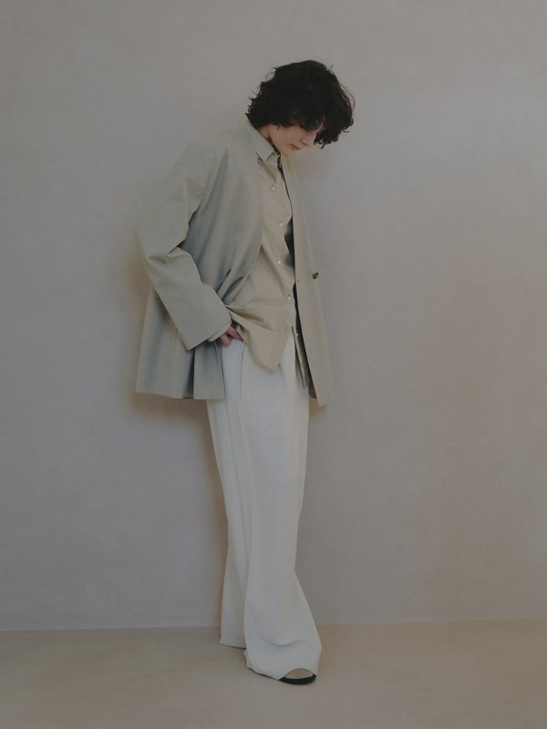 サイロスパンノーカラーダブルブレストジャケット(S BEIGE): アウター