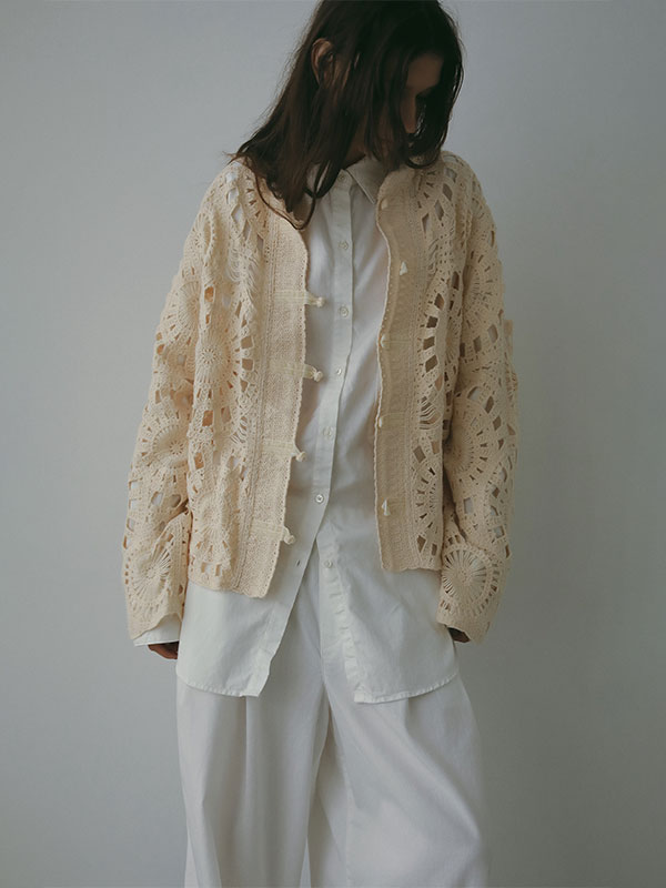 エンブロイダリーニットジャケット