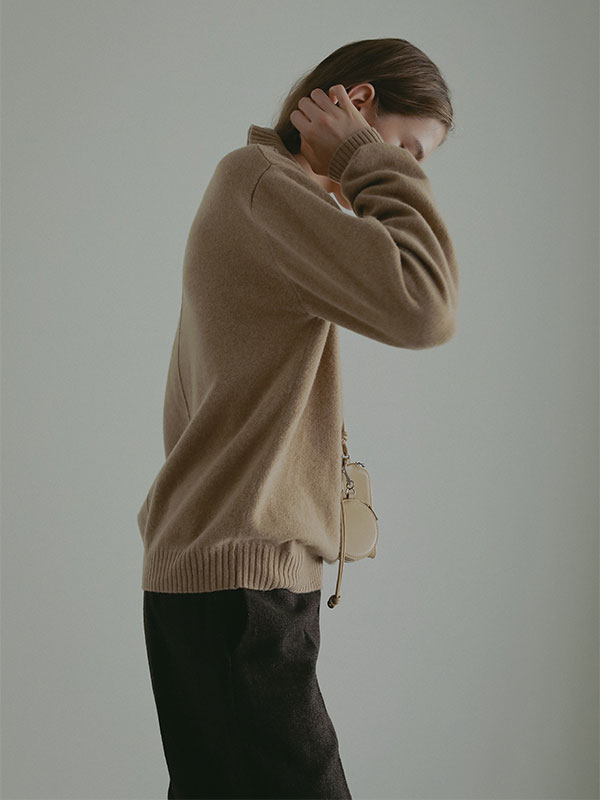 ハーフジップハイゲージニットプルオーバー