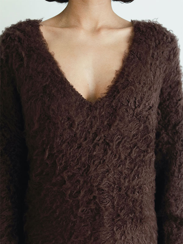 SANTEヘアリーシルクＶネックニットプルオーバー