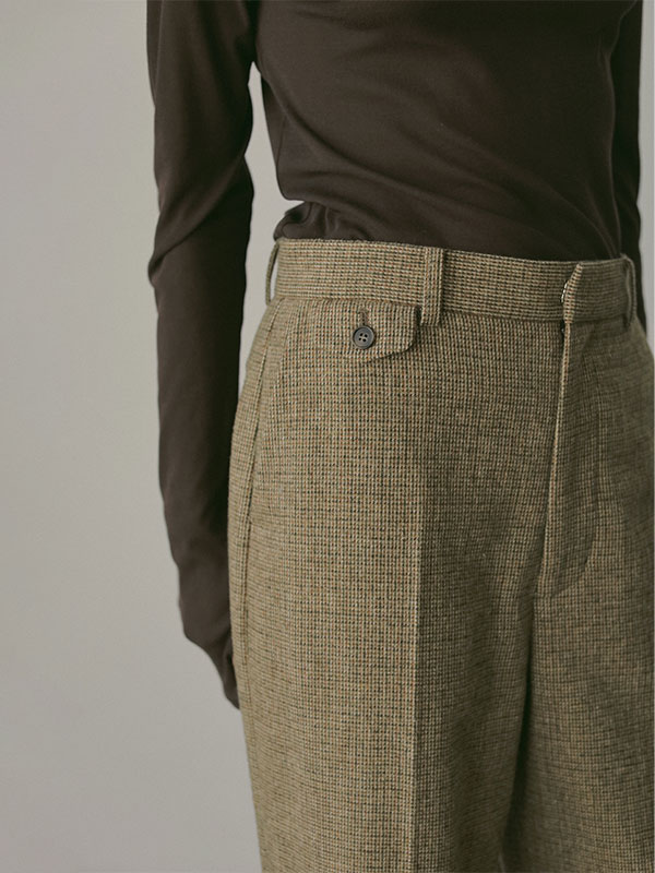 チェックツィードセンタークリースパンツ