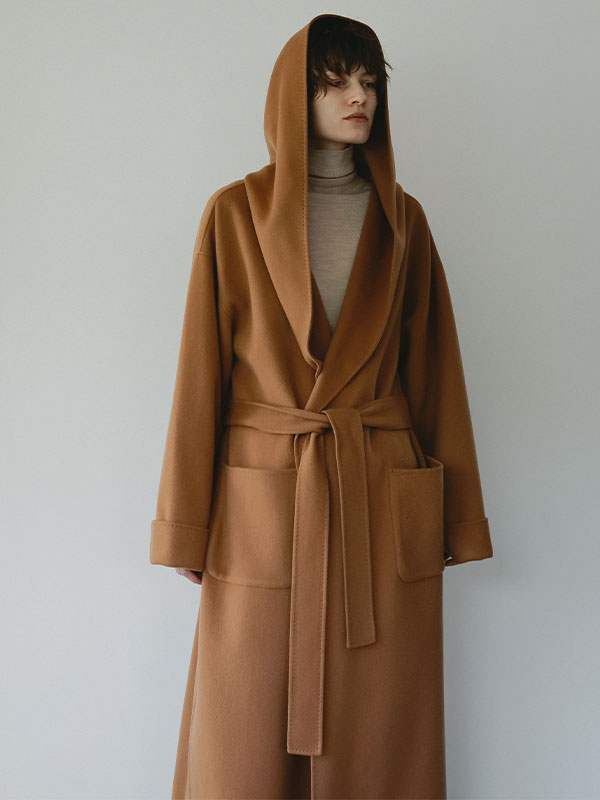 SANTEウールカシミヤフーディーリバーコート