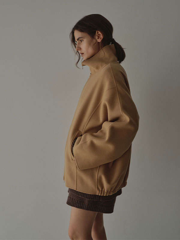 メルトンスタンドネックリバーブルゾン