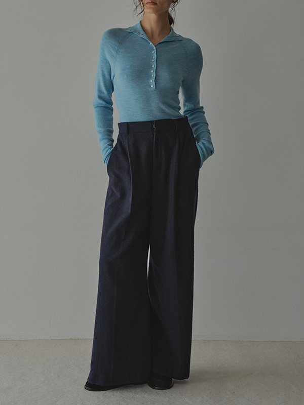 ウールツイルセミワイドパンツ(S NAVY): ボトムス │ ETRE TOKYO