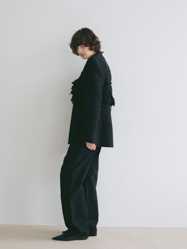 ジャガードノーカラージャケット