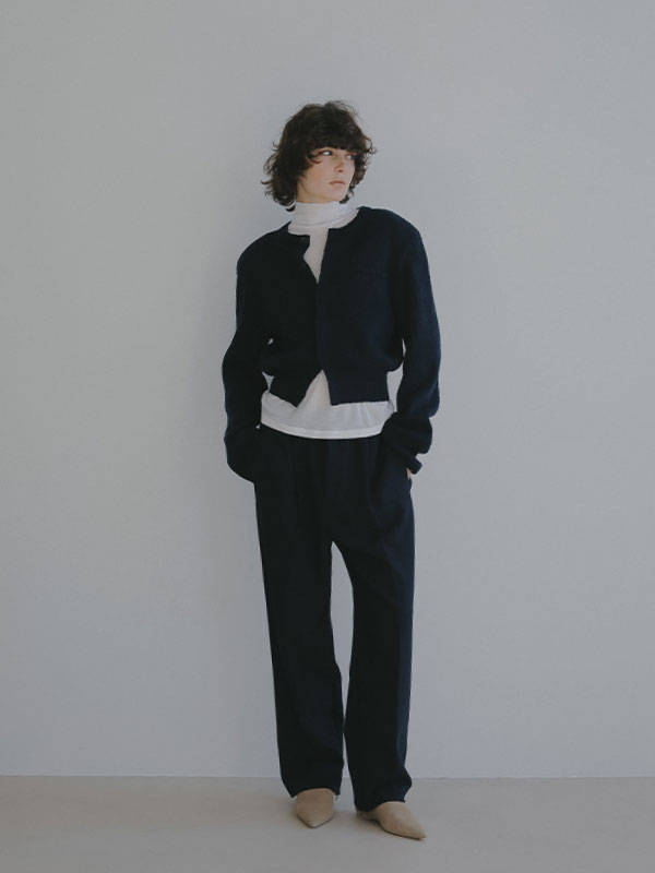 ファンシーヤーンクルーネックニットカーディガン