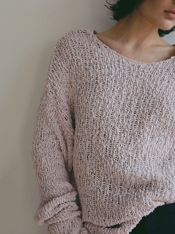 スラブヤーンローゲージニットプルオーバー