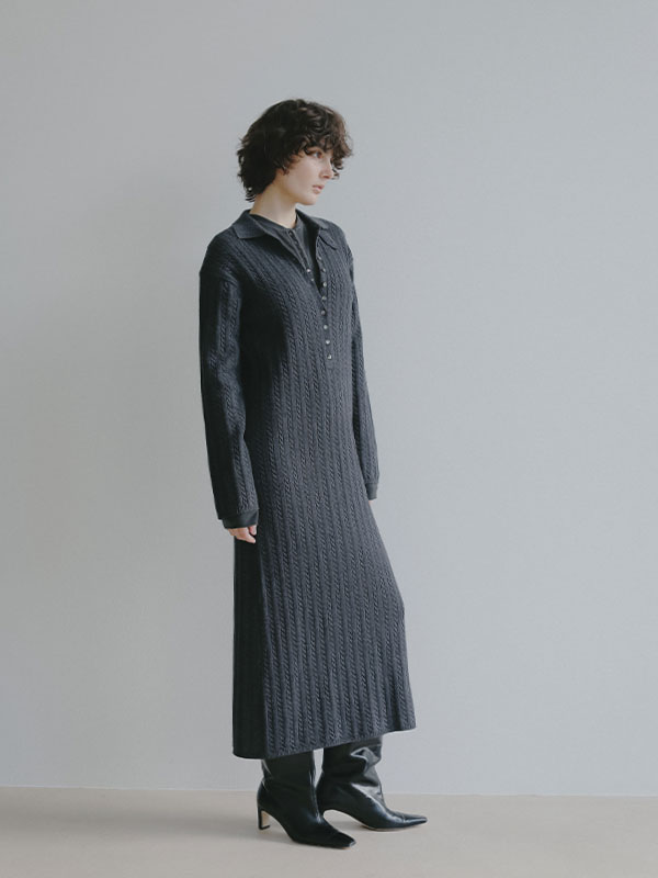 ナローケーブルニットワンピース