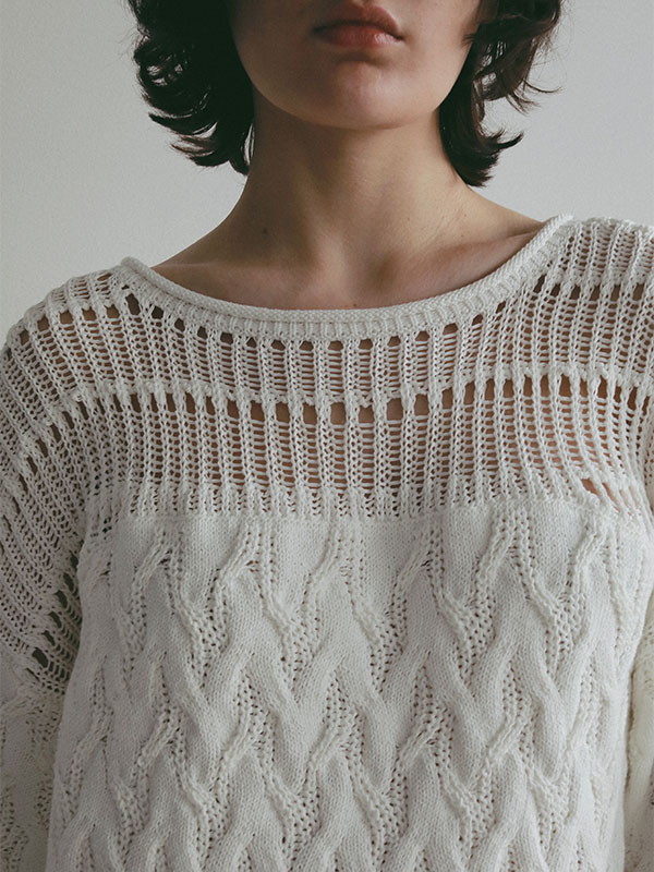 コードヤーンケーブルニットワンピース