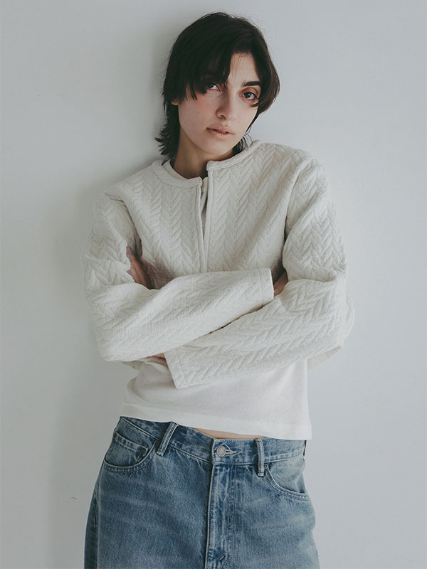 キルトショートカーディガン