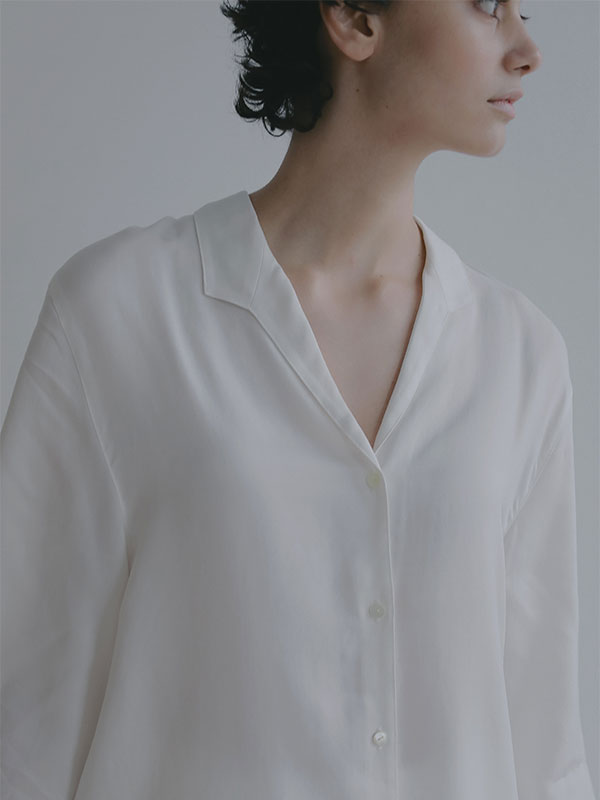 オープンネックキュプラシャツ
