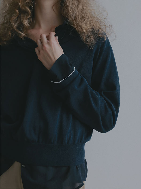 ヘンリーネックシアーニットプルオーバー