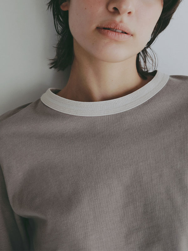 アウトステッチクルーネックロンTee