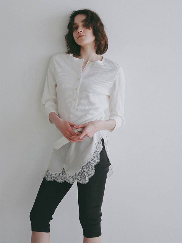 3/4スリーブヘンリーネックプルオーバー