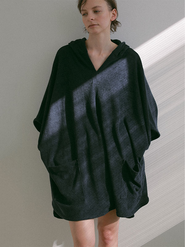 フェードパイルフードポンチョ